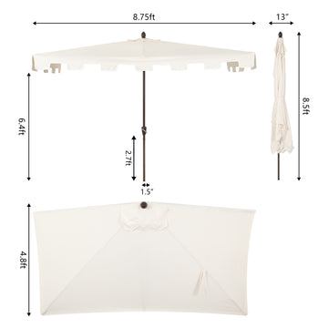 Sidney 9 ft. Classic MidCentury Rectangular Half Market Patio Umbrella